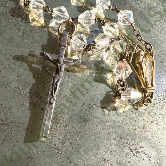 Vintage Glass Aurora Borealis Bead Rosary - Picture 4 of 4